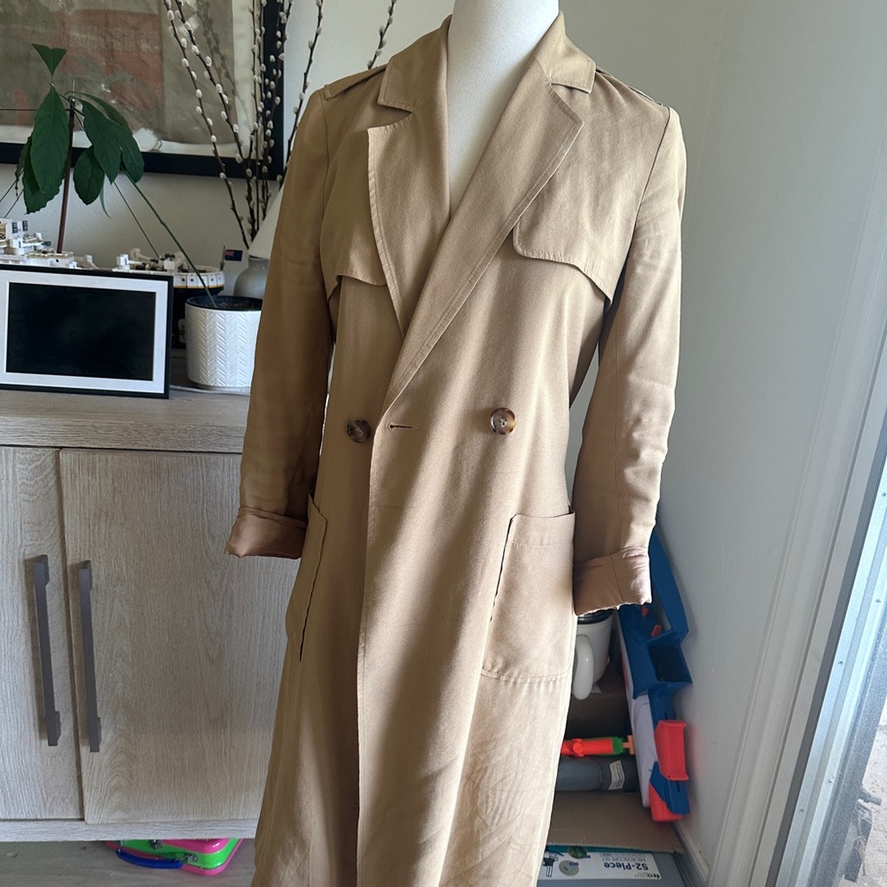 Sézane Oprah Trench Coat Belted Double-Breasted Beige Tan, Size 36 (US size 4) - Picture 4 of 7